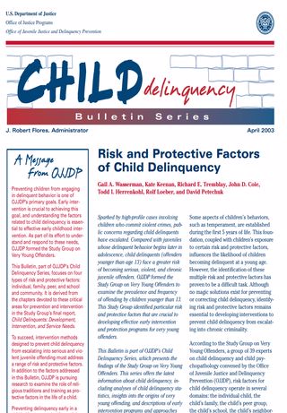 Risk and Protective Factors of Child Delinquency