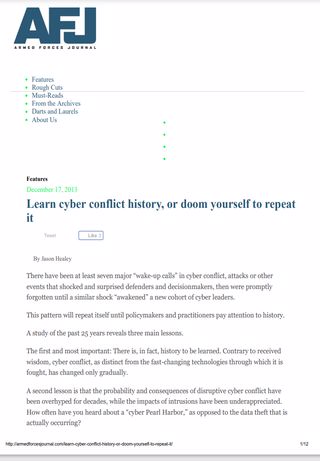 Learn cyber conflict history, or doom yourself to repeat it